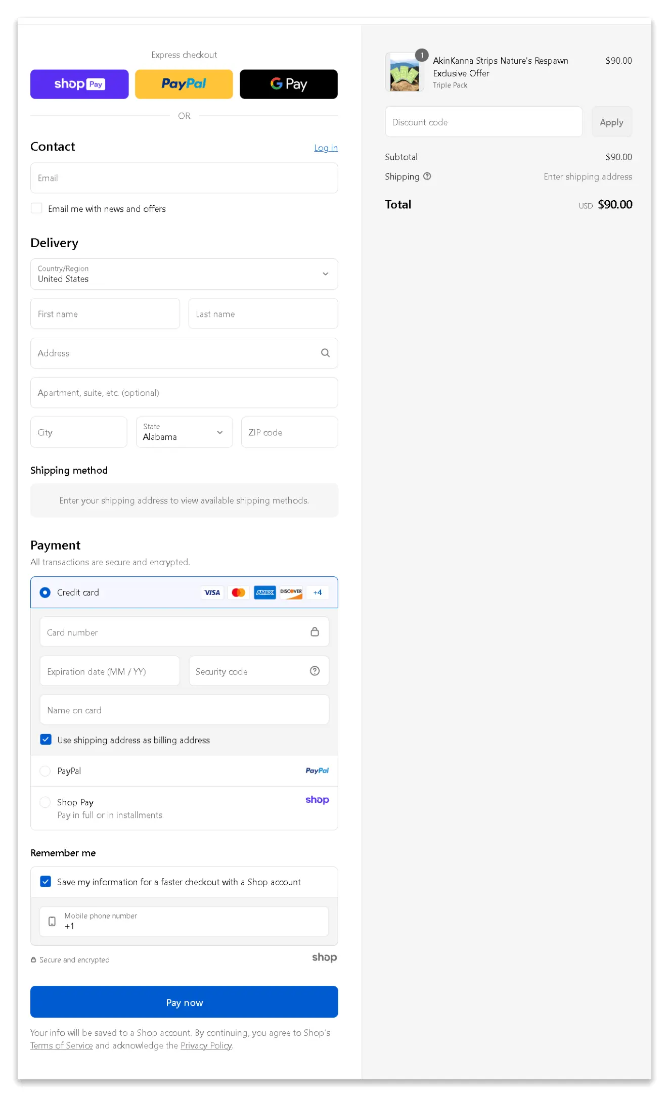 AkinKanna Secure Checkout Page